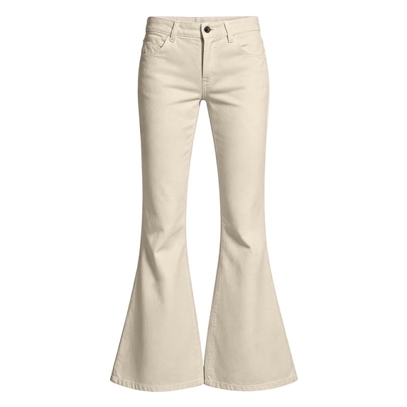 Lullu Girls Flare Pants Casual Solid Mid Rise Slim Fit Trousers with Pockets, Sizes 5-16