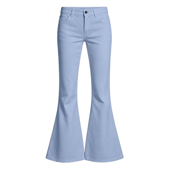 Lullu Girls Flare Pants Casual Solid Mid Rise Slim Fit Trousers with Pockets, Sizes 5-16