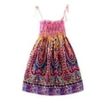 thumbnail image 1 of Lullu Girls Floral Boho Dress Smocked Tie Shoulder Flowy A Line Beach Dress, Sizes 2-9, 1 of 5