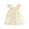 thumbnail image 1 of Lullu Girls Floral Embroidery Tulle Dress Flutter Sleeve Party Princess Dress, Sizes 1-6, 1 of 6