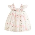 thumbnail image 1 of Lullu Girls Floral Embroidery Tulle Dress Flutter Sleeve Party Princess Dress, Sizes 1-6, 1 of 5
