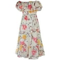 thumbnail image 1 of Lullu Girls Floral Ruffle Off Shoulder Chiffon Dress Summer Flowy A Line Dress, Sizes 5-14, 1 of 5