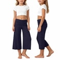 thumbnail image 1 of Lullu Girls Fold-Over Yoga Pants Stretch Loose Straight Cropped Pants (5-14Y), Sizes 5-14, 1 of 7