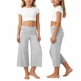 thumbnail image 1 of Lullu Girls Fold-Over Yoga Pants Stretch Loose Straight Cropped Pants (5-14Y), Sizes 5-14, 1 of 7
