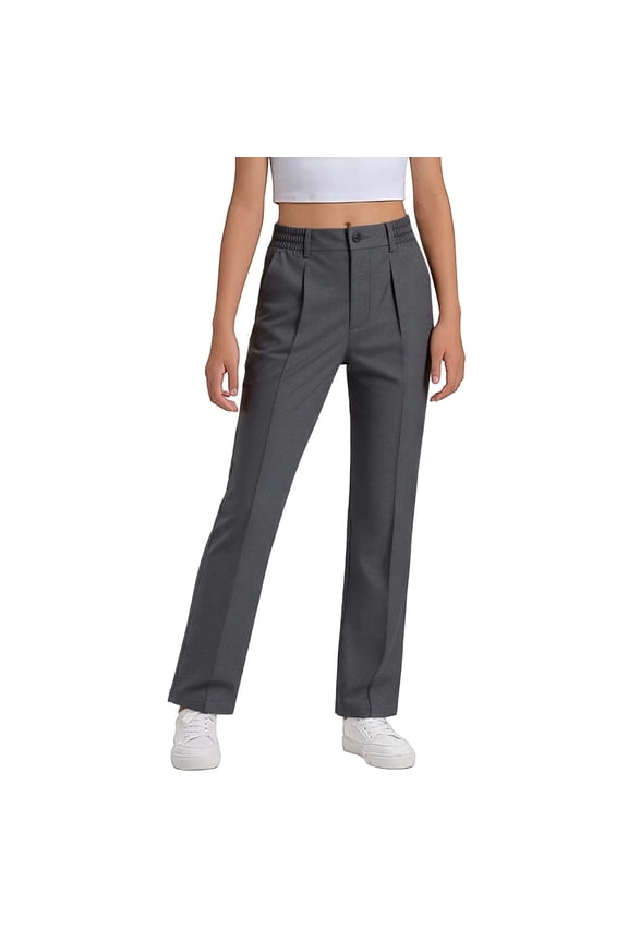 Girls Formal Dress Pants Flat Front Straight Fit School Uniform Trousers, Sizes 4-18