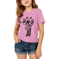 thumbnail image 1 of Lullu Girls Giraffe Graphic Tee Casual Short Sleeve Round Neck T-Shirt, Pink, Sizes 1-13, 1 of 3