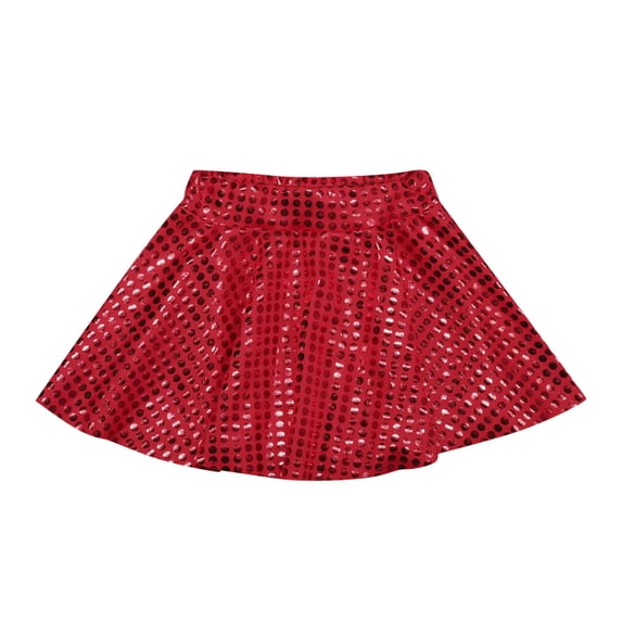 Lullu Girls Glitter Dance Disco Skirt Party Stage Performance Flared Skirt, Sizes 3-10