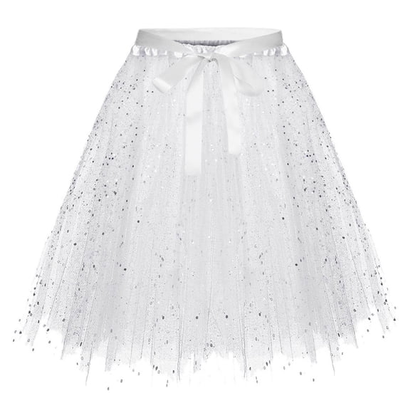 Lullu Girls Glitter Sequins Puffy Tutu Skirt Ballet Dance Party Mesh Tulle Skirt