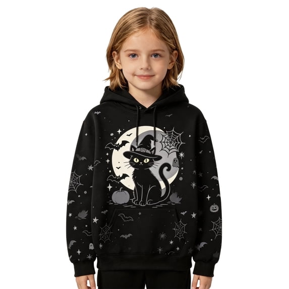 Lullu Girls Halloween Hoodie Graphic Pullover Hooded Sweatshirt, Sizes 4-14