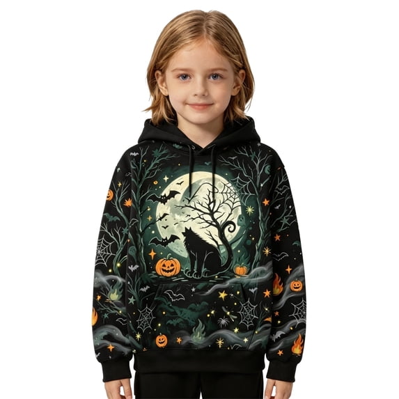 Lullu Girls Halloween Hoodie Graphic Pullover Hooded Sweatshirt, Sizes 4-14