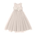 thumbnail image 1 of Lullu Girls Lace Formal Maxi Dress Wedding Bridesmaid Pageant Gown Birthday Party Dress, Sizes 3-14, 1 of 3