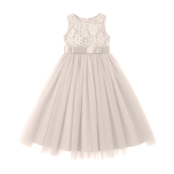 Lullu Girls Lace Formal Maxi Dress Wedding Bridesmaid Pageant Gown Birthday Party Dress, Sizes 3-14