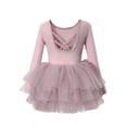 thumbnail image 1 of Lullu Girls Long Sleeve Ballet Dress Tutu Skirted Leotard Gymnastics Dancewear, Sizes 3-8, 1 of 8