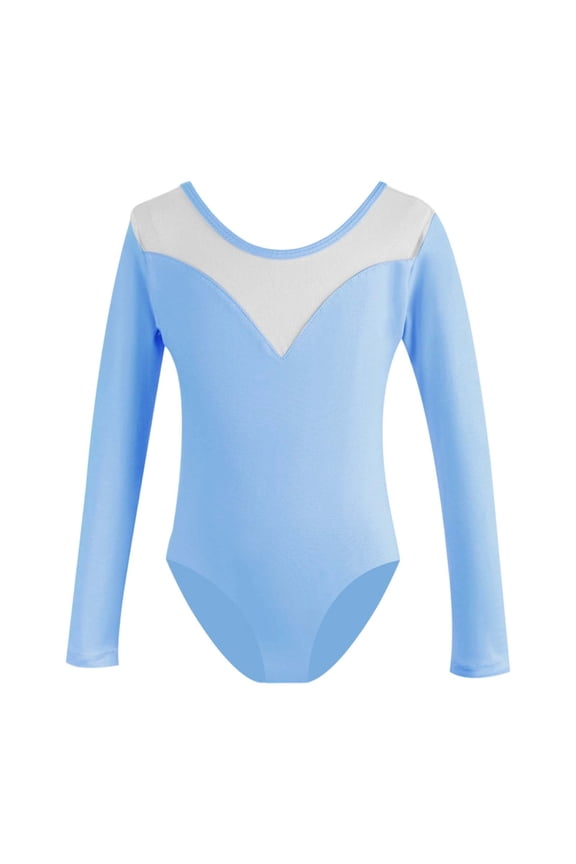 Girls Long Sleeve Ballet Leotard Stretch Gymnastics Leotard Dancewear, Sizes 1-15