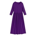 thumbnail image 1 of Lullu Girls Long Sleeve Maxi Dress Solid Soft Stretch Round Neck Long Dress, Sizes 2-10, 1 of 4
