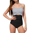 thumbnail image 1 of Lullu Girls One-Piece Swimsuit Cut Out Stretch Bathing Suit UPF50+ Swimwear, Sizes 7-16, 1 of 3