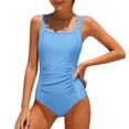thumbnail image 1 of Lullu Girls One-Piece Swimsuit Ruched Quick Drying UPF 50+ Bathing Suit Swimwear, 1 of 4
