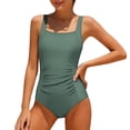 thumbnail image 1 of Lullu Girls One-Piece Swimsuit Ruched Quick Drying UPF 50+ Bathing Suit Swimwear, 1 of 4
