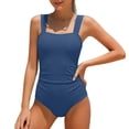 thumbnail image 1 of Lullu Girls One-Piece Swimsuit Solid Square Neck Adjustable Strap Bathing Suit, Sizes 7-16, 1 of 4