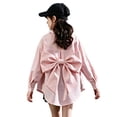 thumbnail image 1 of Lullu Girls Oversized Bow Back Shirt Long Sleeve Button Down Shirt, Pink, Sizes 3-16, 1 of 4