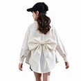 thumbnail image 1 of Lullu Girls Oversized Bow Back Shirt Long Sleeve Button Down Shirt, White, Sizes 3-16, 1 of 4