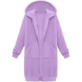 thumbnail image 1 of Lullu Girls Oversized Zip Up Hoodie Casual Cozy Long Sleeve Outerwear Long Jacket, Purple, 1 of 6