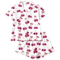 thumbnail image 1 of Lullu Girls Pajamas Cherry Print Short Sleeve Button Down Shirt Shorts PJs, Sizes 1-14, 1 of 3