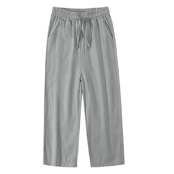 Lullu Girls Pants Elastic Waist Straight Leg Palazzo Pants Casual Trousers, Sizes 4-13