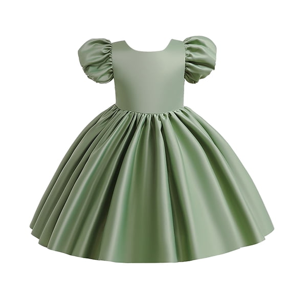 Lullu Girls Puff Sleeve Wedding Party Dress Birthday Pageant Princess Dress, Sizes 3-10