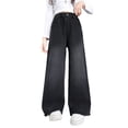 thumbnail image 1 of Lullu Girls Pull On Wide Leg Jeans Casual Straight Denim Pants with Pockets, Sizes 5-16, 1 of 5