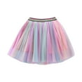 thumbnail image 1 of Lullu Girls Rainbow Layered Tutu Skirt High Waisted Party A-Line Tulle Skirt, Sizes 2-10, 1 of 3
