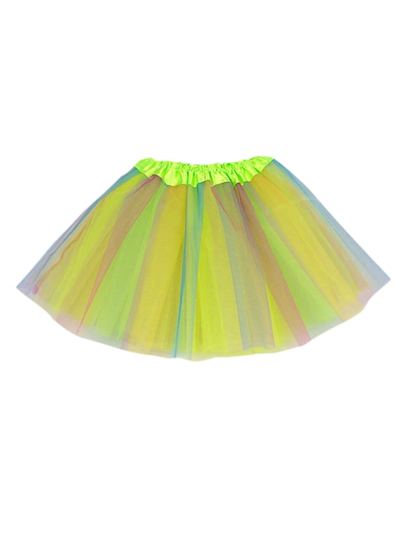 Girls Rainbow Princess Tutu Skirt Multicolor Party Ballet Dance Tulle Skirt