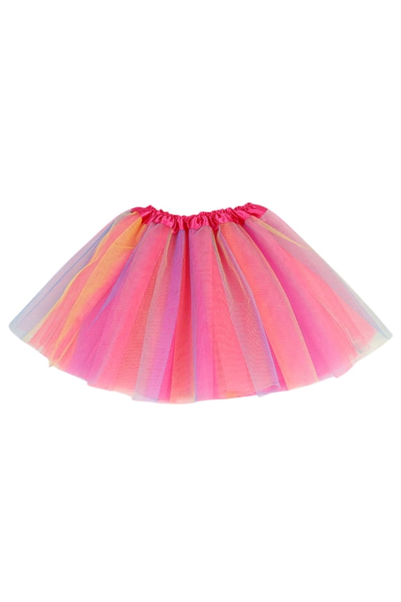 Girls Rainbow Princess Tutu Skirt Multicolor Party Ballet Dance Tulle Skirt