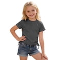 thumbnail image 1 of Lullu Girls Ribbed Ruched Short Sleeve T Shirt Casual Solid Crewneck T-Shirt, Sizes 2-13, 1 of 4