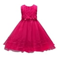 thumbnail image 1 of Lullu Girls Rosette Bow Tulle Dress Wedding Pageant Birthday Princess Dress, Sizes 1-8, 1 of 8