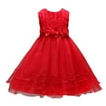 thumbnail image 1 of Lullu Girls Rosette Bow Tulle Dress Wedding Pageant Birthday Princess Dress, Sizes 1-8, 1 of 8