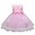 thumbnail image 1 of Lullu Girls Rosette Bow Tulle Dress Wedding Pageant Birthday Princess Dress, Sizes 1-8, 1 of 8