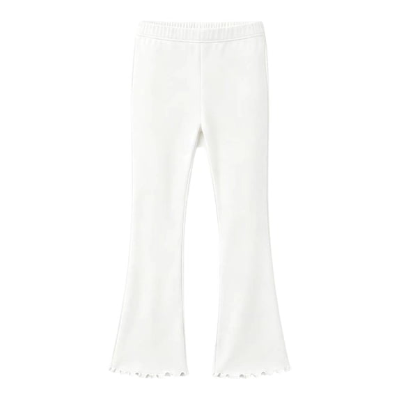 Lullu Girls Ruffle Flared Leggings Casual Pull On Skinny Stretch Pants, White, Sizes 4-16
