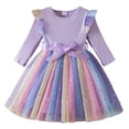 thumbnail image 1 of Lullu Girls Ruffle Long Sleeve Tutu Dress Glitter Rainbow Mesh Princess Dress, Sizes 6M-5T, 1 of 7