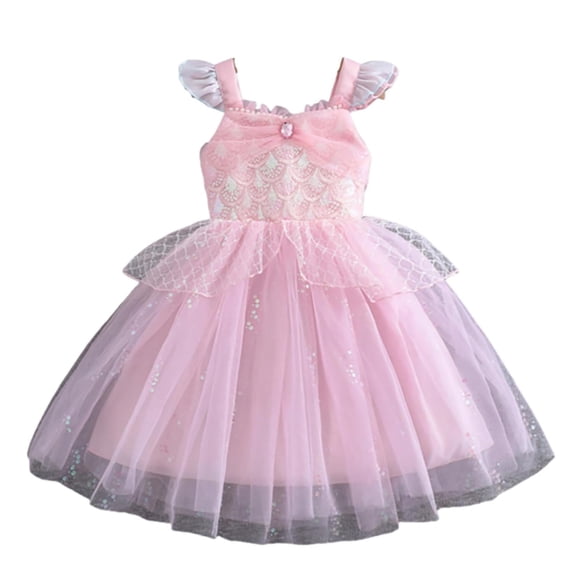 Lullu Girls Ruffle Sleeveless Tutu Dress Scales Print Birthday Princess Dress, Sizes 2-7