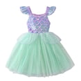 thumbnail image 1 of Lullu Girls Ruffle Sleeveless Tutu Dress Scales Print Birthday Princess Dress, Sizes 2-7, 1 of 8