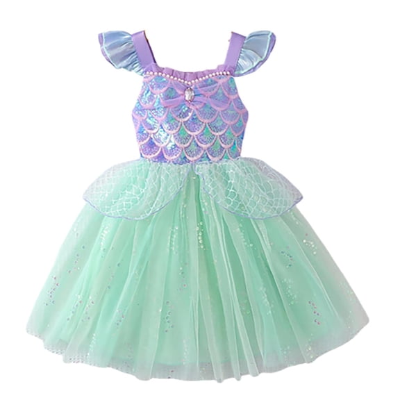 Lullu Girls Ruffle Sleeveless Tutu Dress Scales Print Birthday Princess Dress, Sizes 2-7