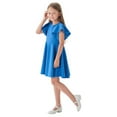thumbnail image 1 of Lullu Girls Ruffle Sleeves A-Line Dress Summer Casual Solid Midi Swing Dress, Sizes 1-8, 1 of 3