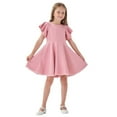 thumbnail image 1 of Lullu Girls Ruffle Sleeves A-Line Dress Summer Casual Solid Midi Swing Dress, Sizes 1-8, 1 of 3