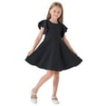 thumbnail image 1 of Lullu Girls Ruffle Sleeves A-Line Dress Summer Casual Solid Midi Swing Dress, Sizes 1-8, 1 of 4