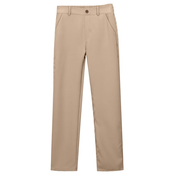 Lullu Girls' School Uniform Straight Fit Pants Stretch Pull On Chino Pants, Sizes 5-14
