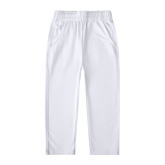 Lullu Girls School Uniform Trousers Pull-On Stretch Straight Twill Pants, Sizes 1-14