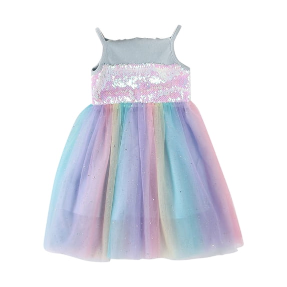 Lullu Girls Sequin Rainbow Tutu Dress Birthday Party Princess Dress, Sizes 12M-6Y