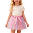 thumbnail image 1 of Lullu Girls Sequin Rainbow Tutu Skirt Dance Performance Party Tulle Skirt, Sizes 2-11, 1 of 4