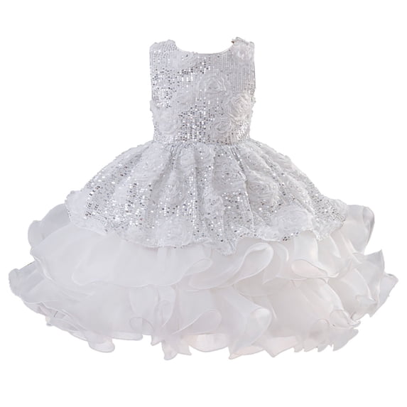 Lullu Girls Sequined Puffy Evening Dress Sleeveless Layered Tutu Dress Pageant Party Gown